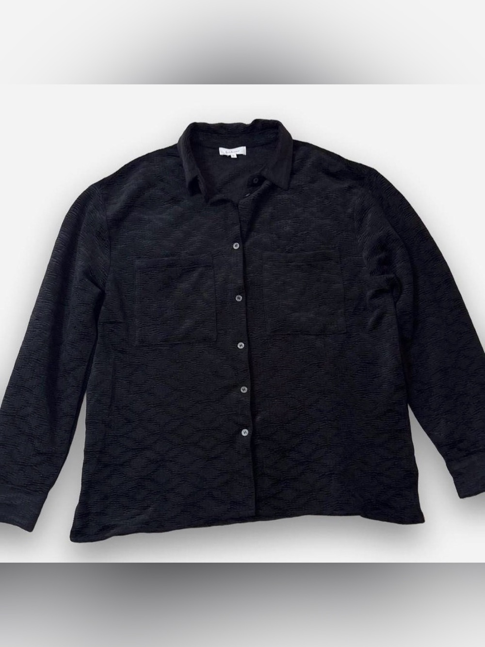 Böhme Textured Knit Black Button-Down Blouse Women’s Small